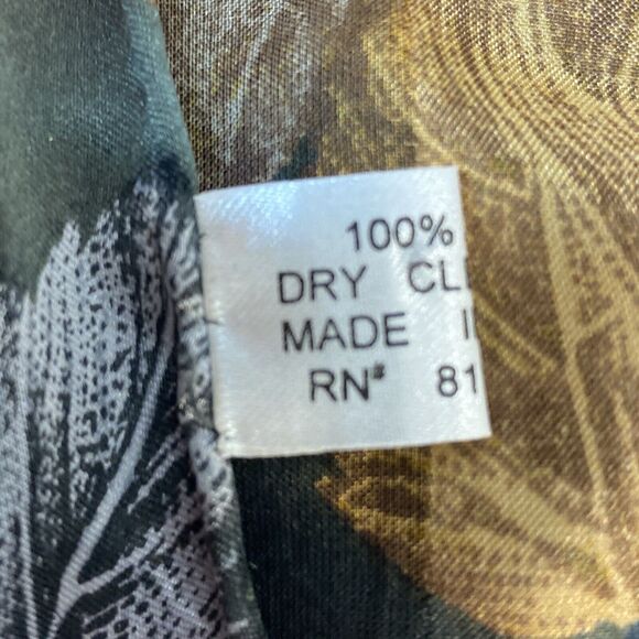 Silk Scarf 10" X 58" Brown Tones With Gold And Silver Leaves Fall Casual Core - Picture 2 of 4